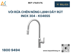 Vòi rửa chén Malloca nóng lạnh dây rút Inox 304 - K046SS